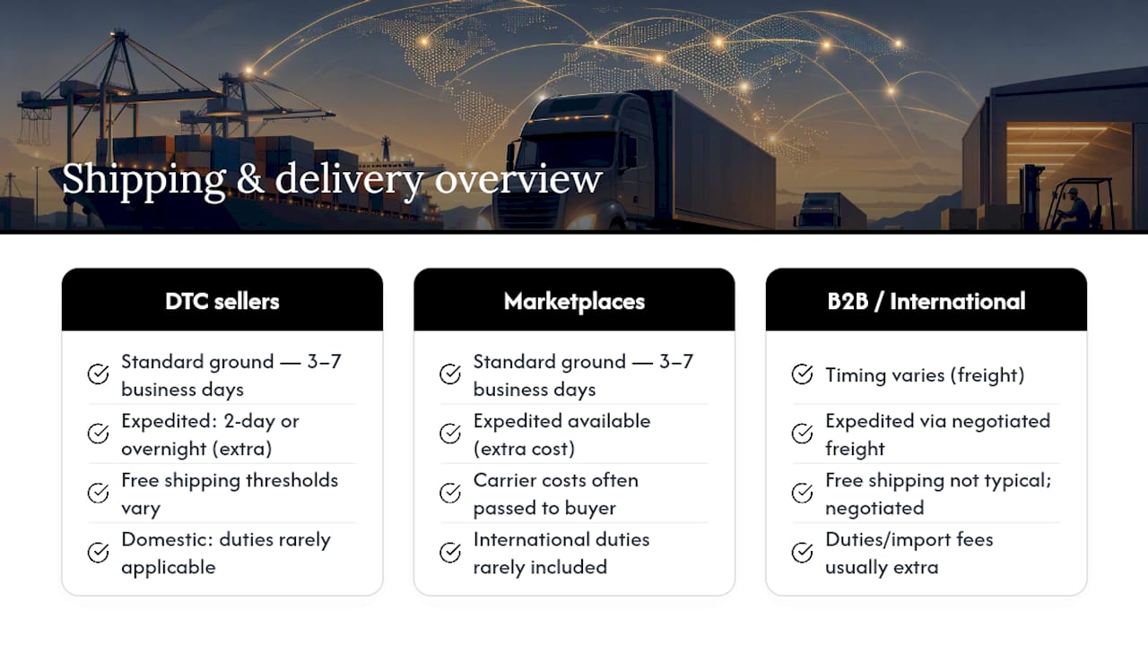 Diagram comparing shipping and delivery options and costs