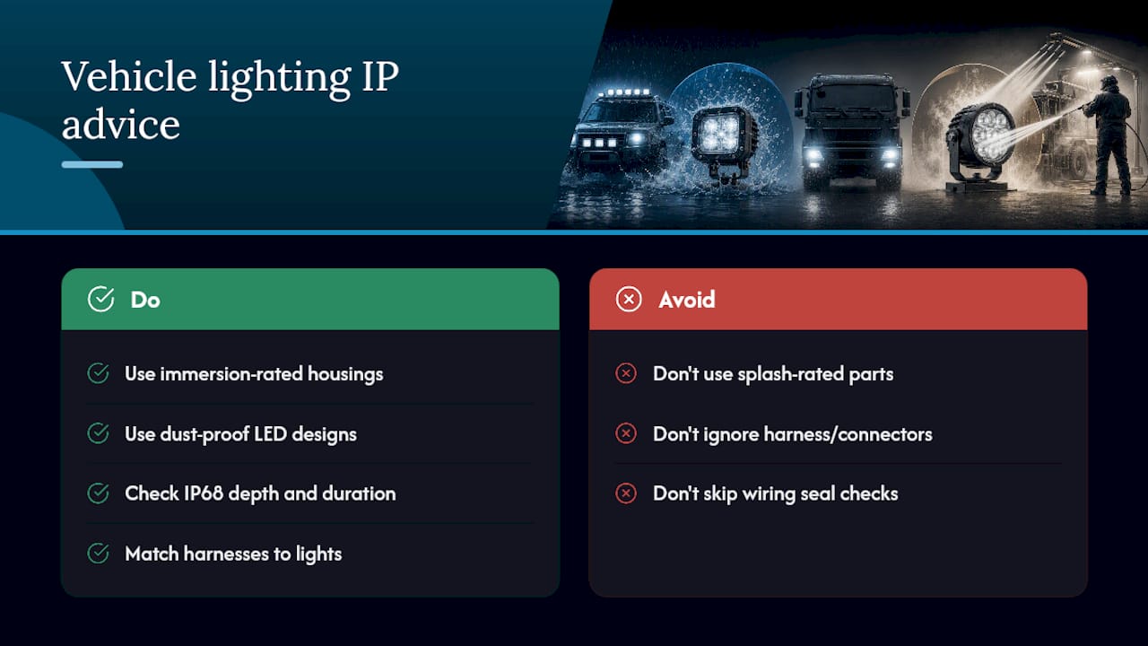 Our take on IP ratings for vehicle lighting — overview diagram