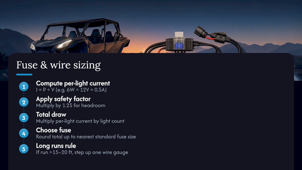 What Fuse and Wire Gauge Do Rock Lights Need? — overview diagram