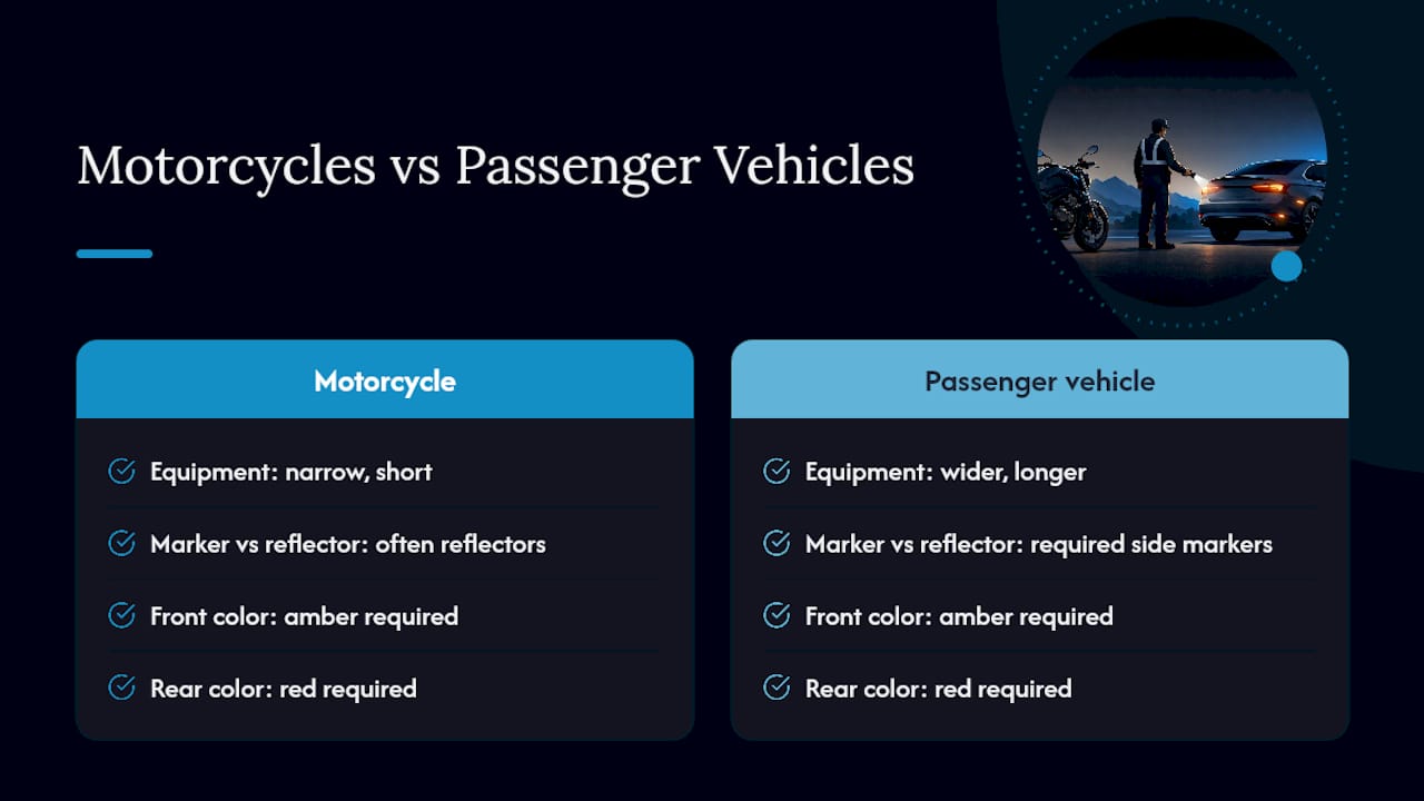 Motorcycle and truck marker color comparison