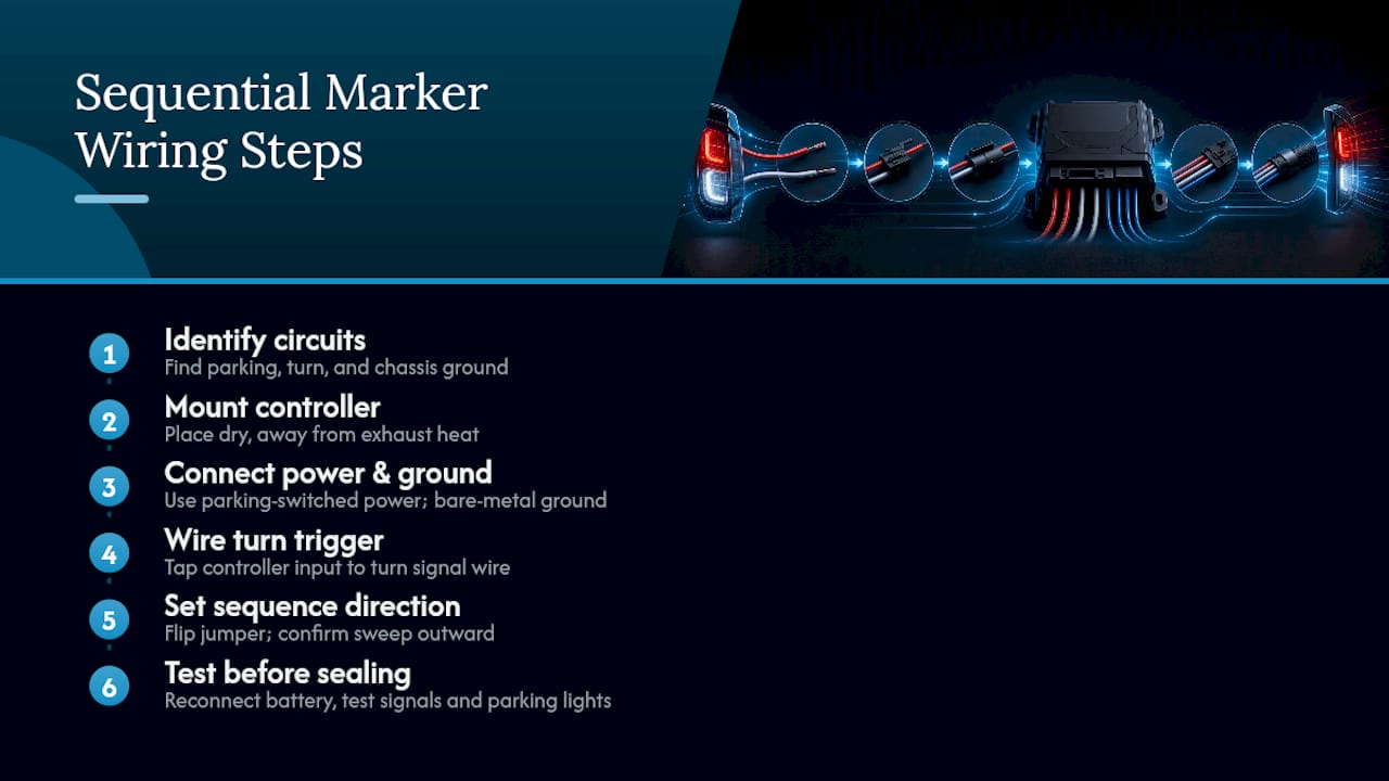 Six steps for wiring sequential side markers