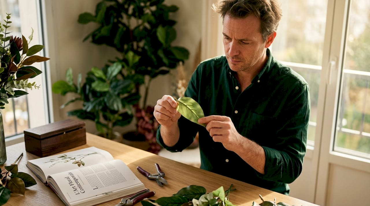 Un homme examine une feuille de PE souple posée sur son établi.