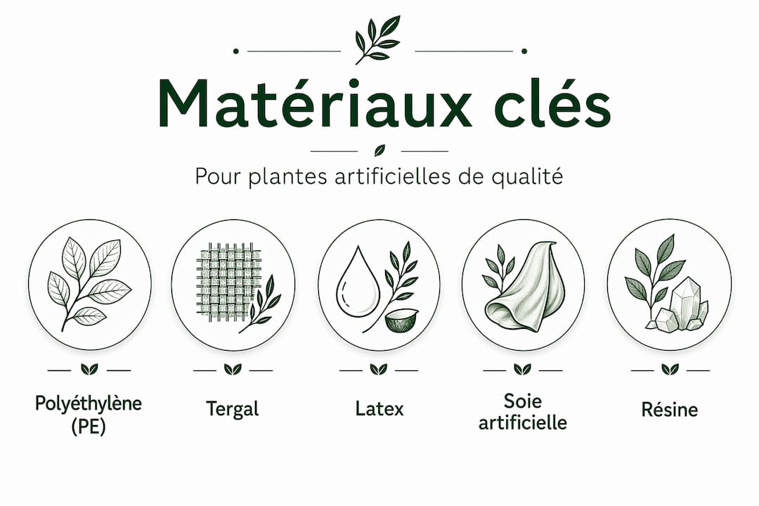 Hiérarchie des matériaux les plus couramment utilisés pour fabriquer des plantes artificielles
