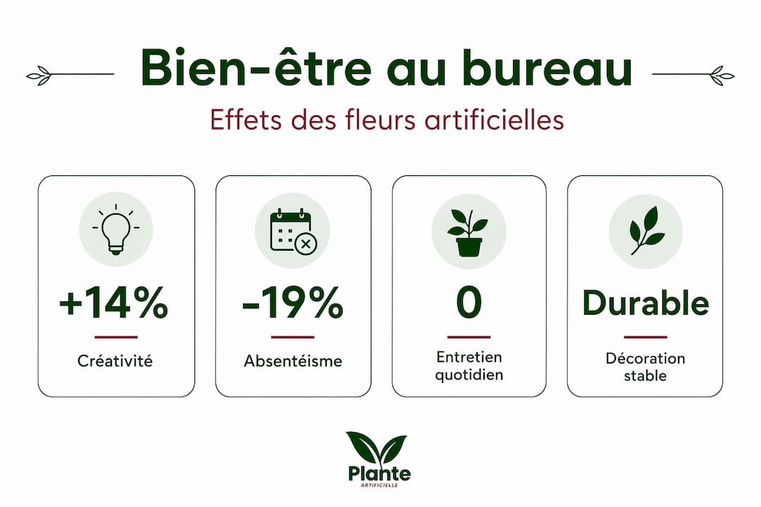 Infographie : les chiffres clés sur l’impact des fleurs artificielles sur le bien-être au travail