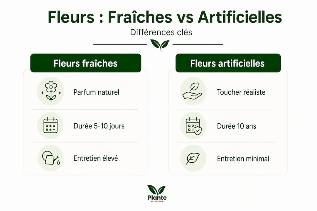 Infographie : les différences entre fleurs naturelles et fleurs artificielles