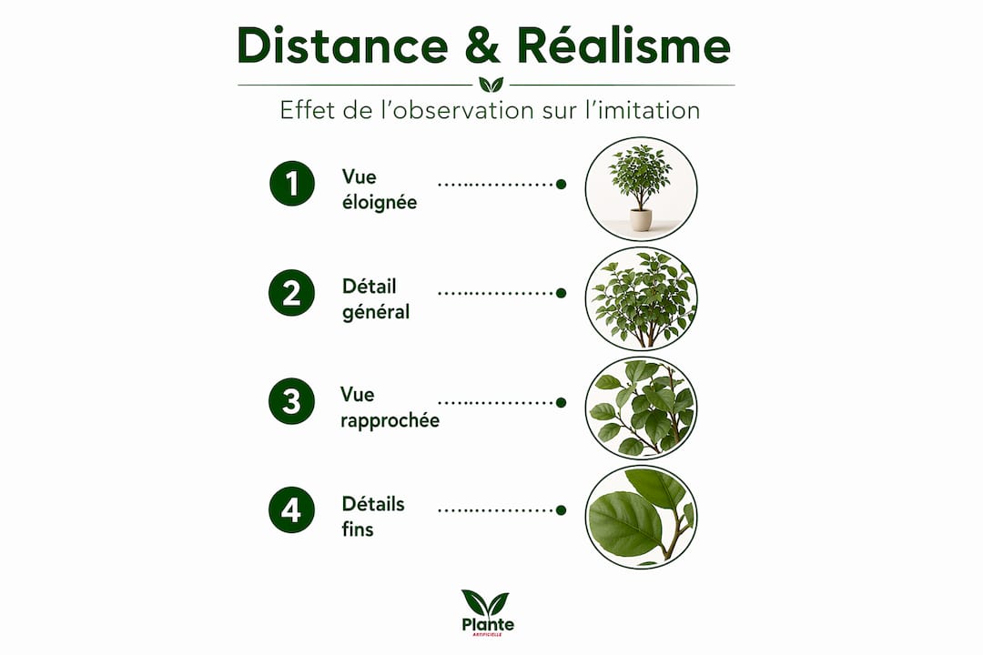 Infographie : comment le réalisme des plantes varie selon la distance d'observation