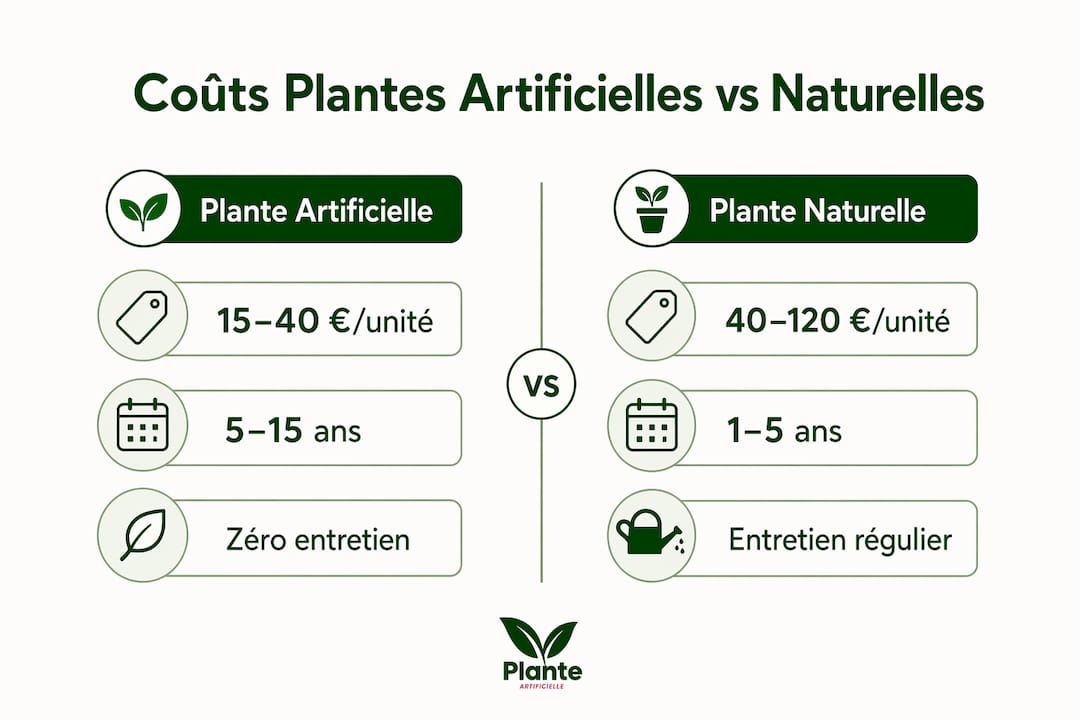 Comparatif visuel : quels sont les coûts à prévoir pour des plantes naturelles versus artificielles ?