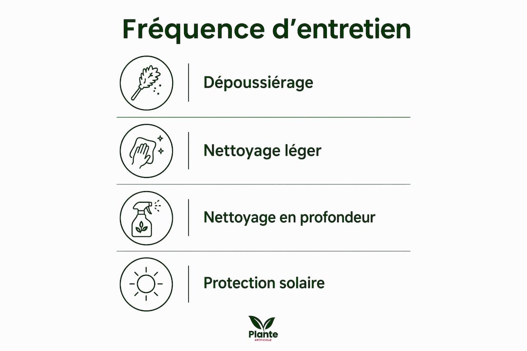 Guide visuel : à quelle fréquence entretenir vos plantes artificielles ?