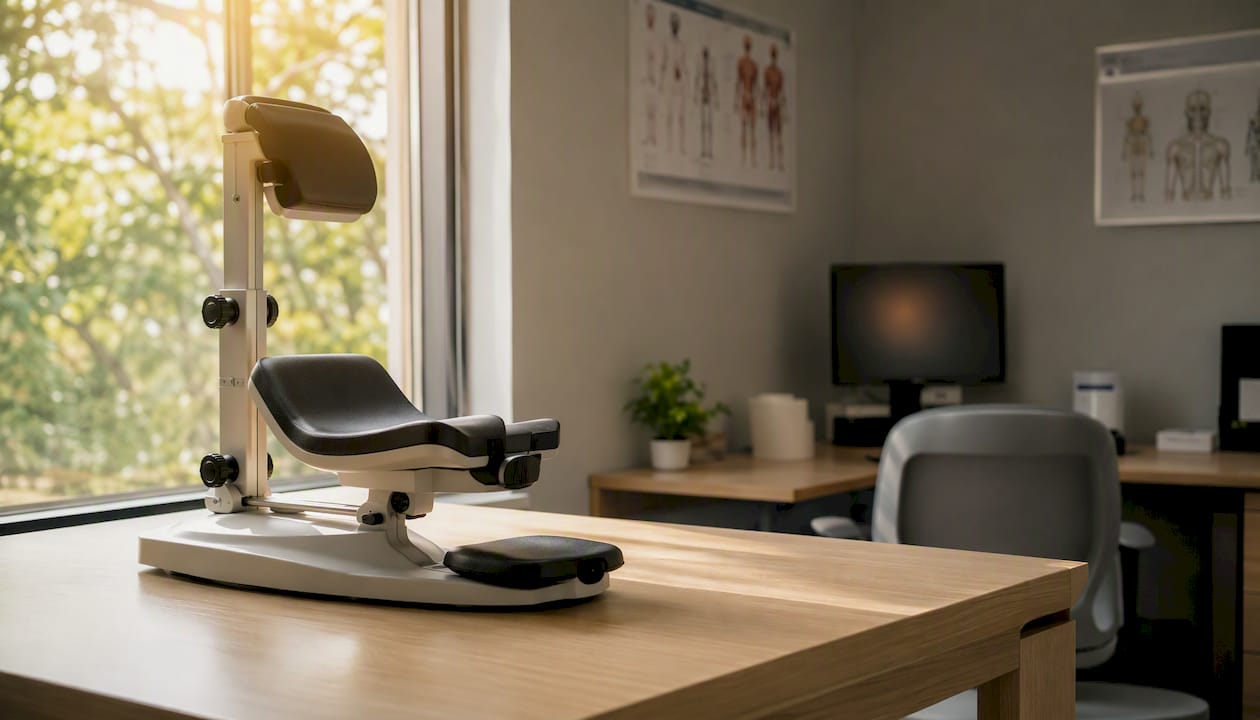 Therapy room with ergonomic evaluation device