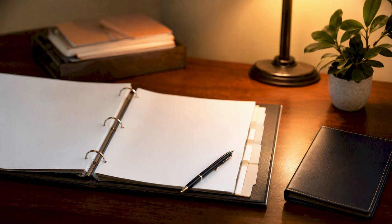 Citation legend binder and legal office desk