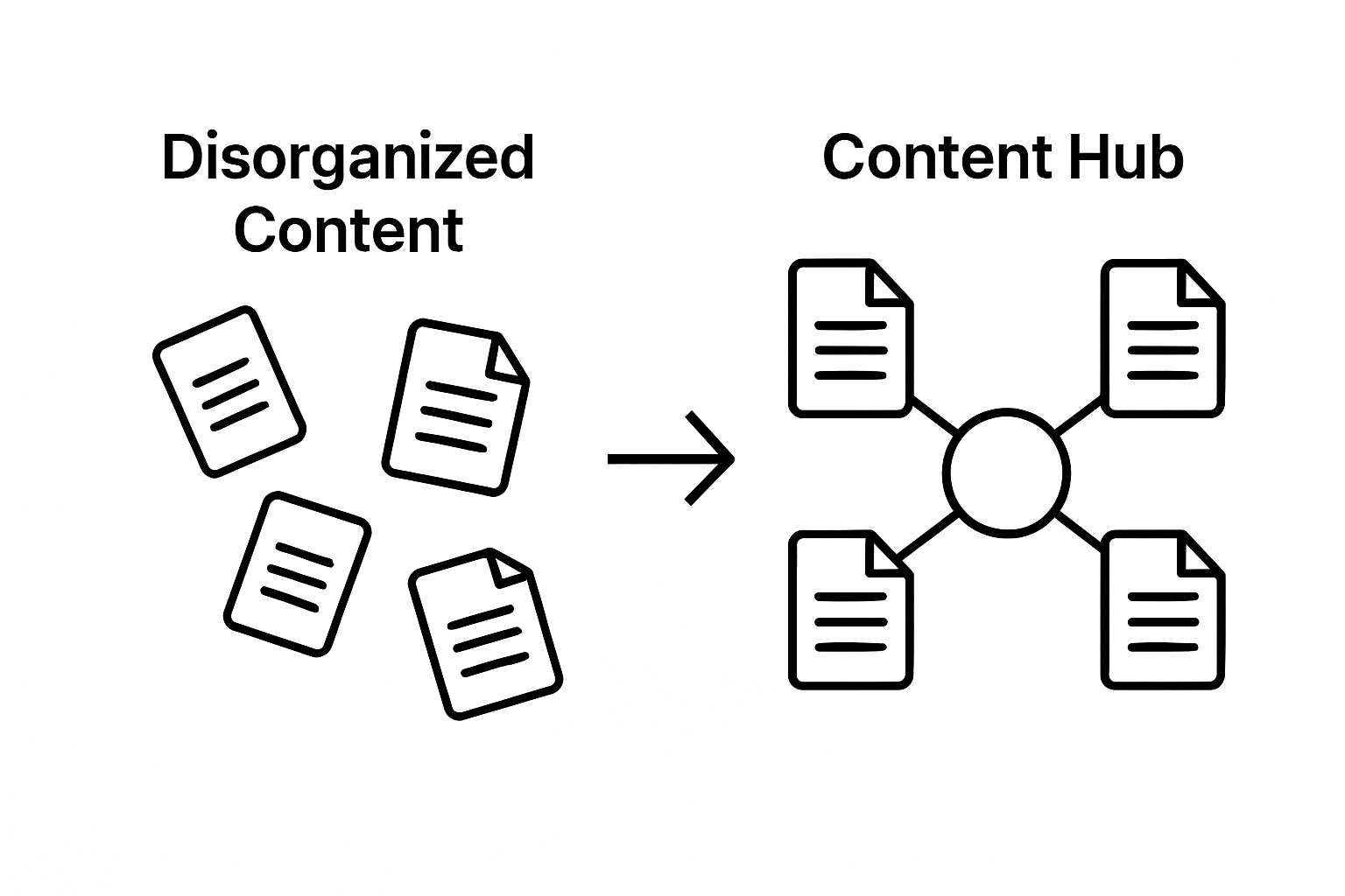 Content hub versus scattered website content comparison