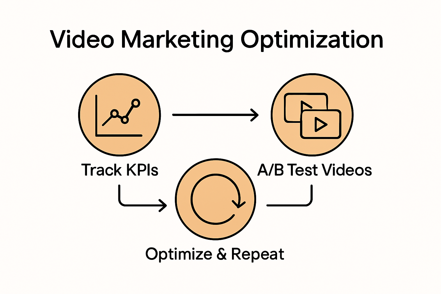 Infographic showing three steps of optimizing ecommerce video marketing.