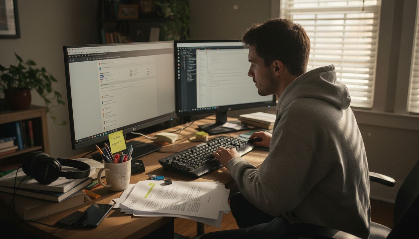 IT specialist reviewing online data privacy