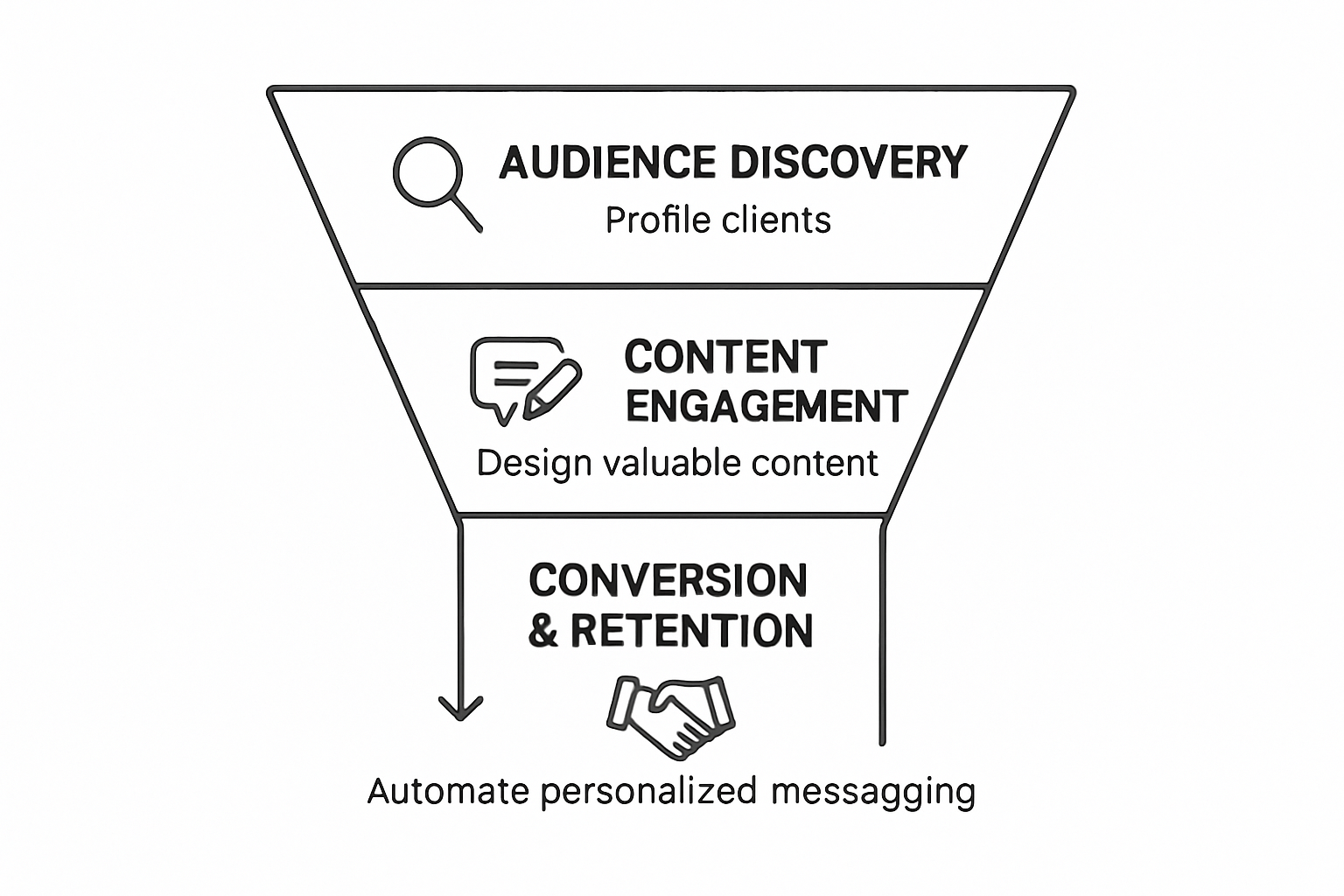 Infographic showing stages of coaching client funnels