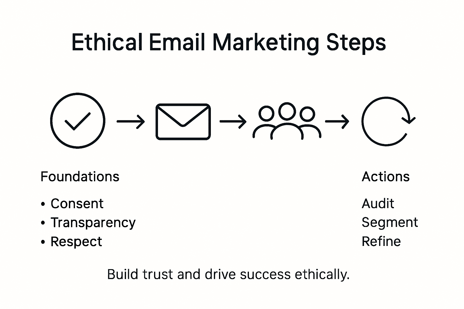 Infographic outlining ethical email marketing steps