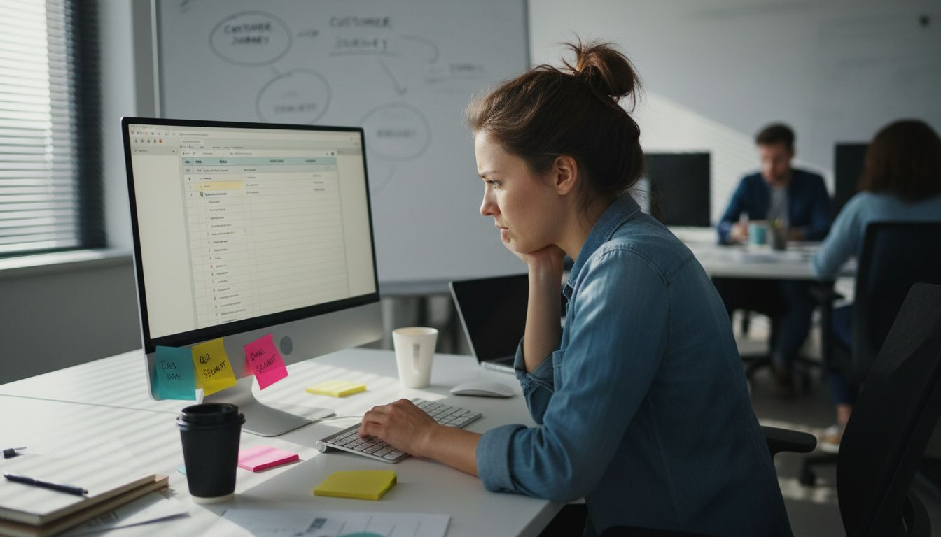 Analyst entering ecommerce customer emails in CRM