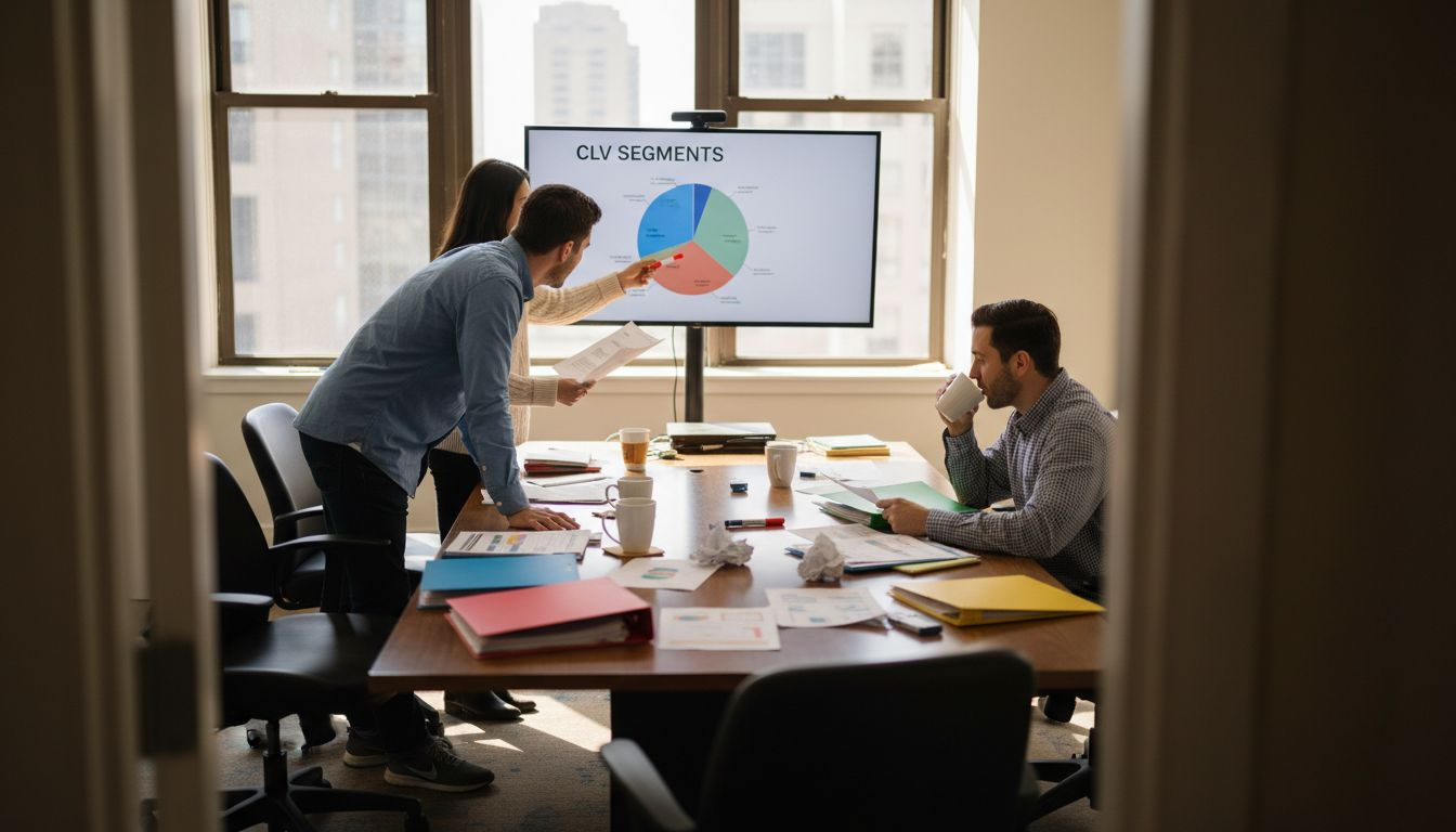 Team discussing CLV group segmentation