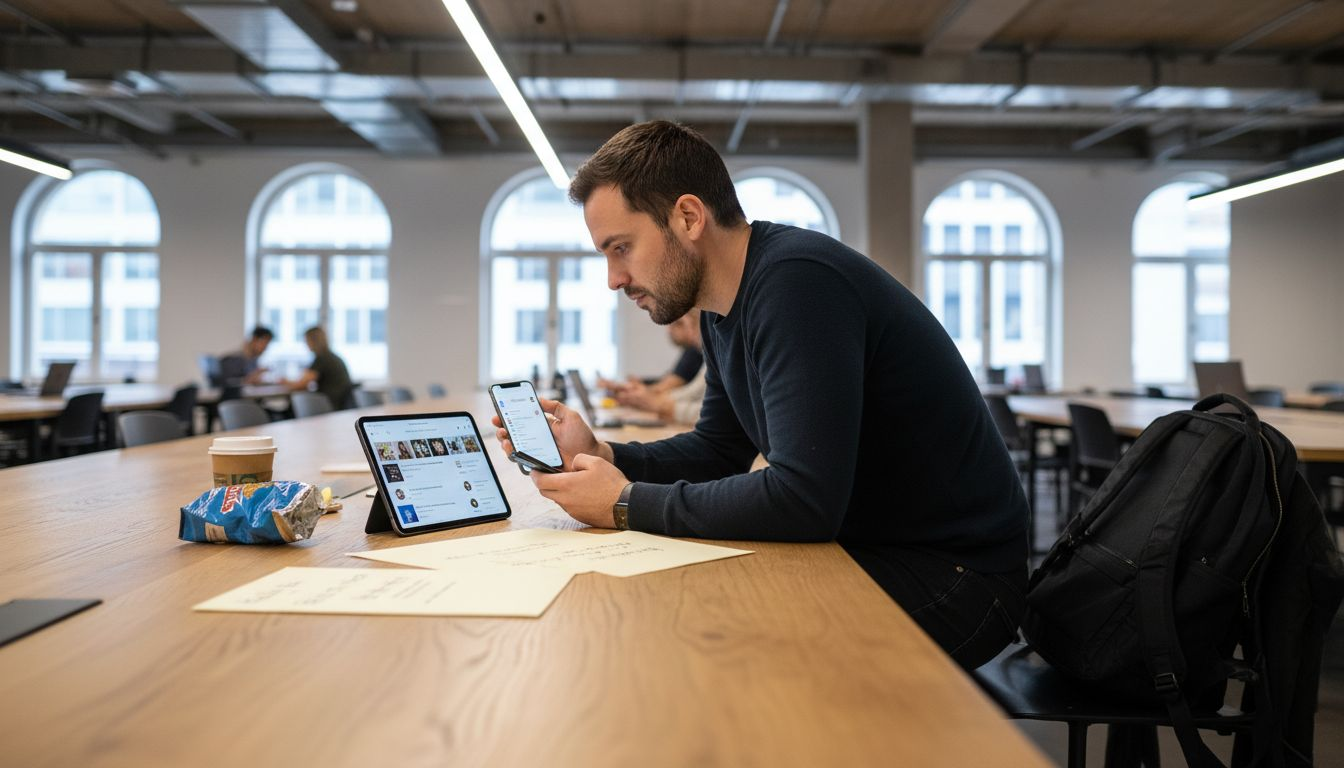 Social media manager using multiple devices