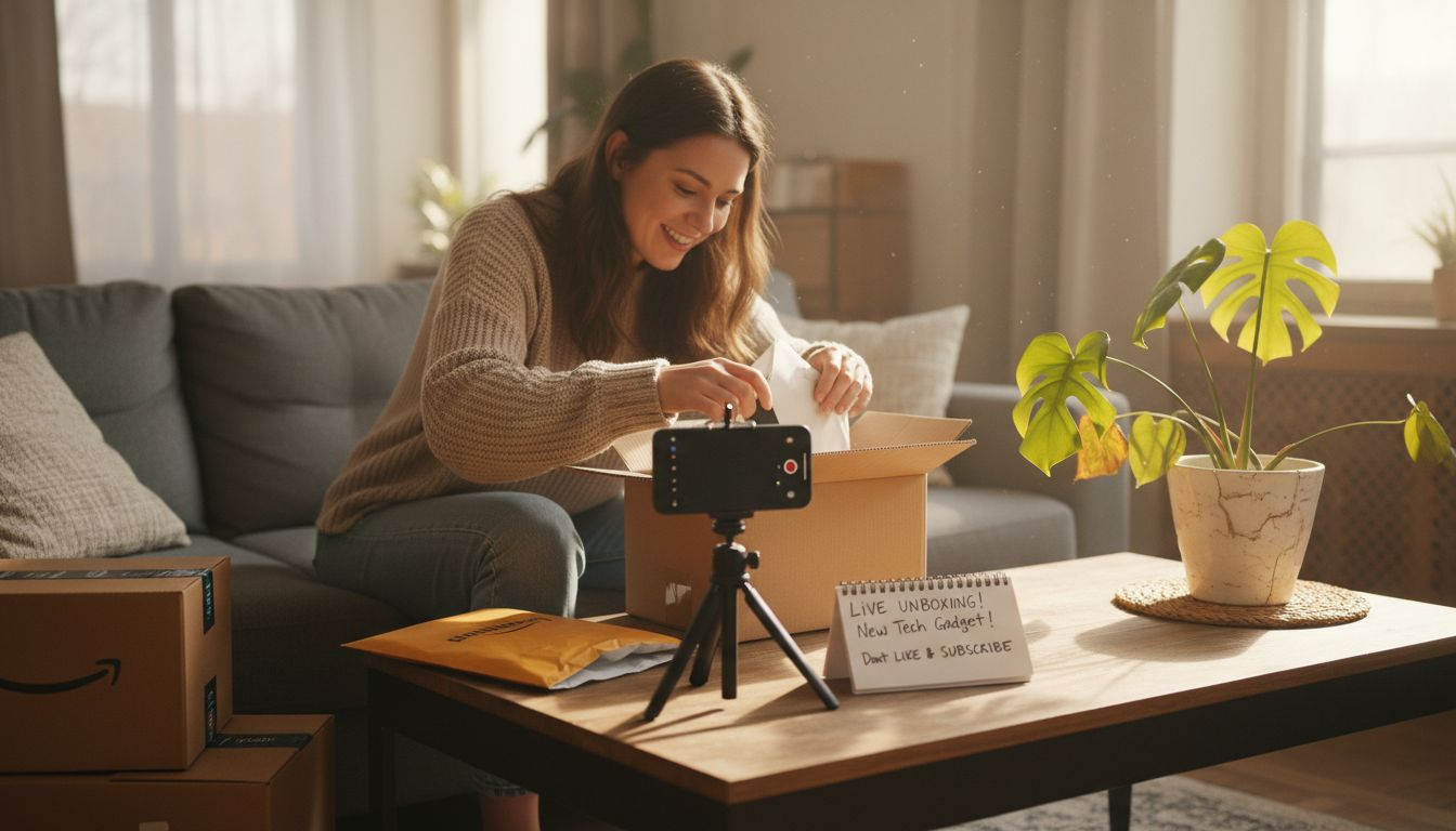 Influencer unboxing product for ecommerce audience