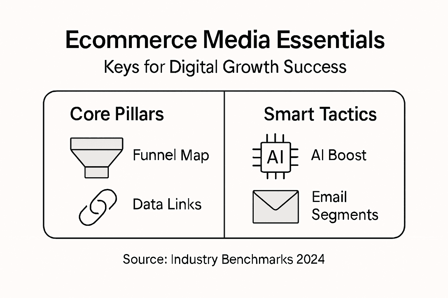 Infographic with ecommerce strategy pillars and tactics