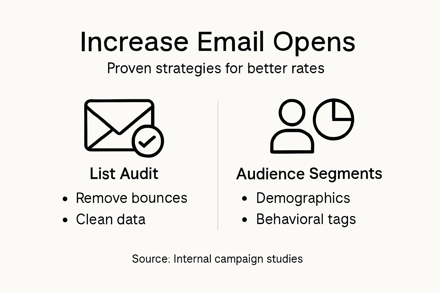 Infographic showing strategies for email open rates