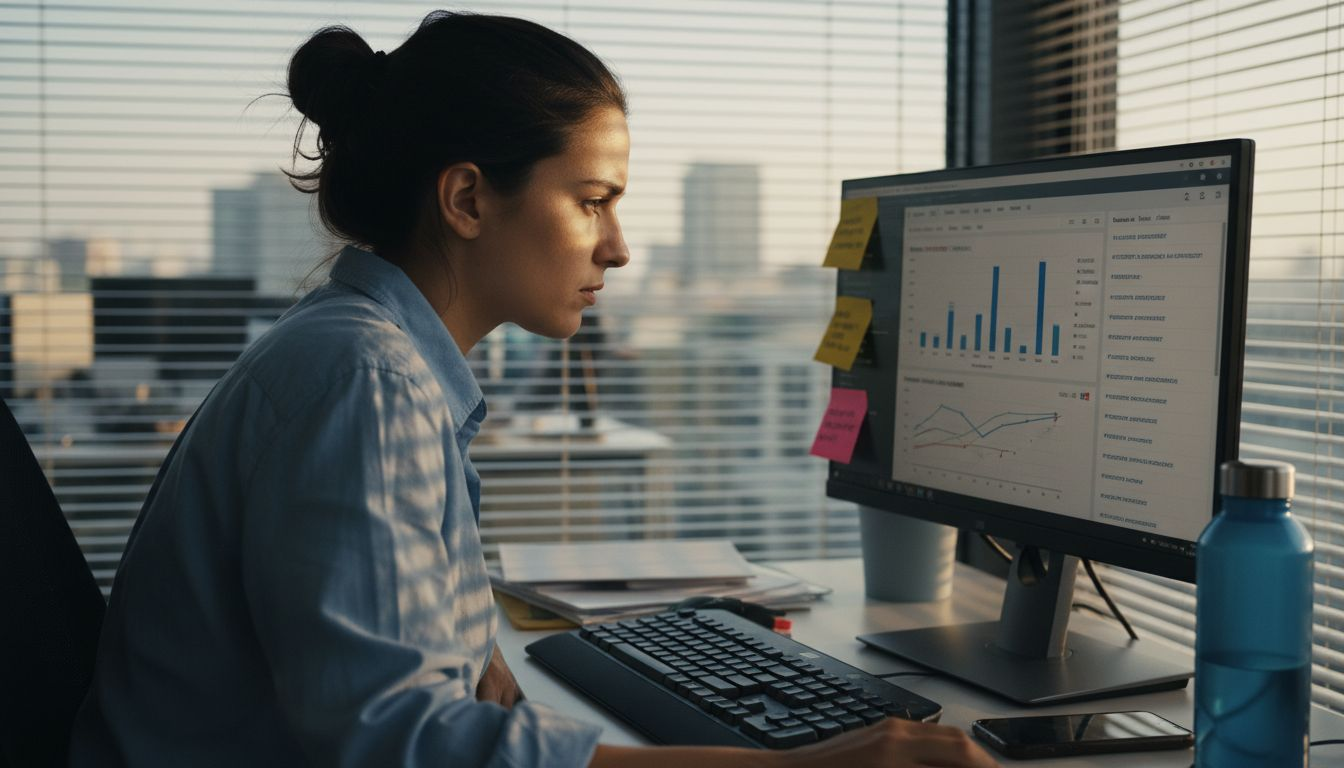 Social media manager reviewing engagement stats