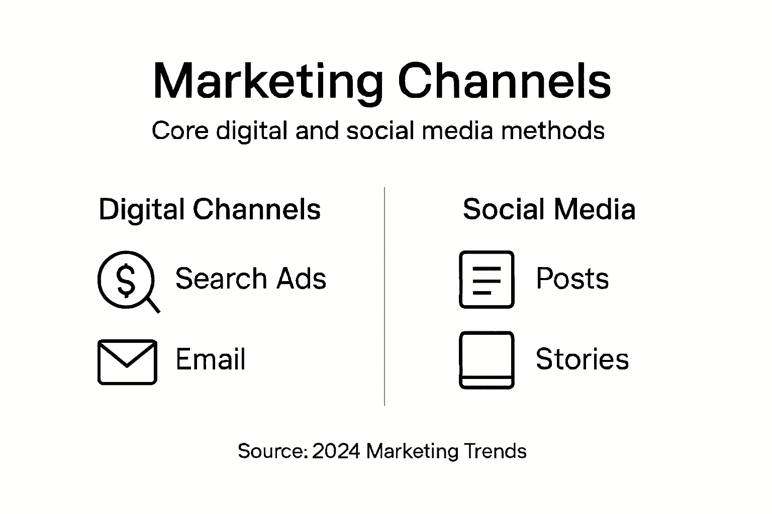 Infographic of core digital and social channels