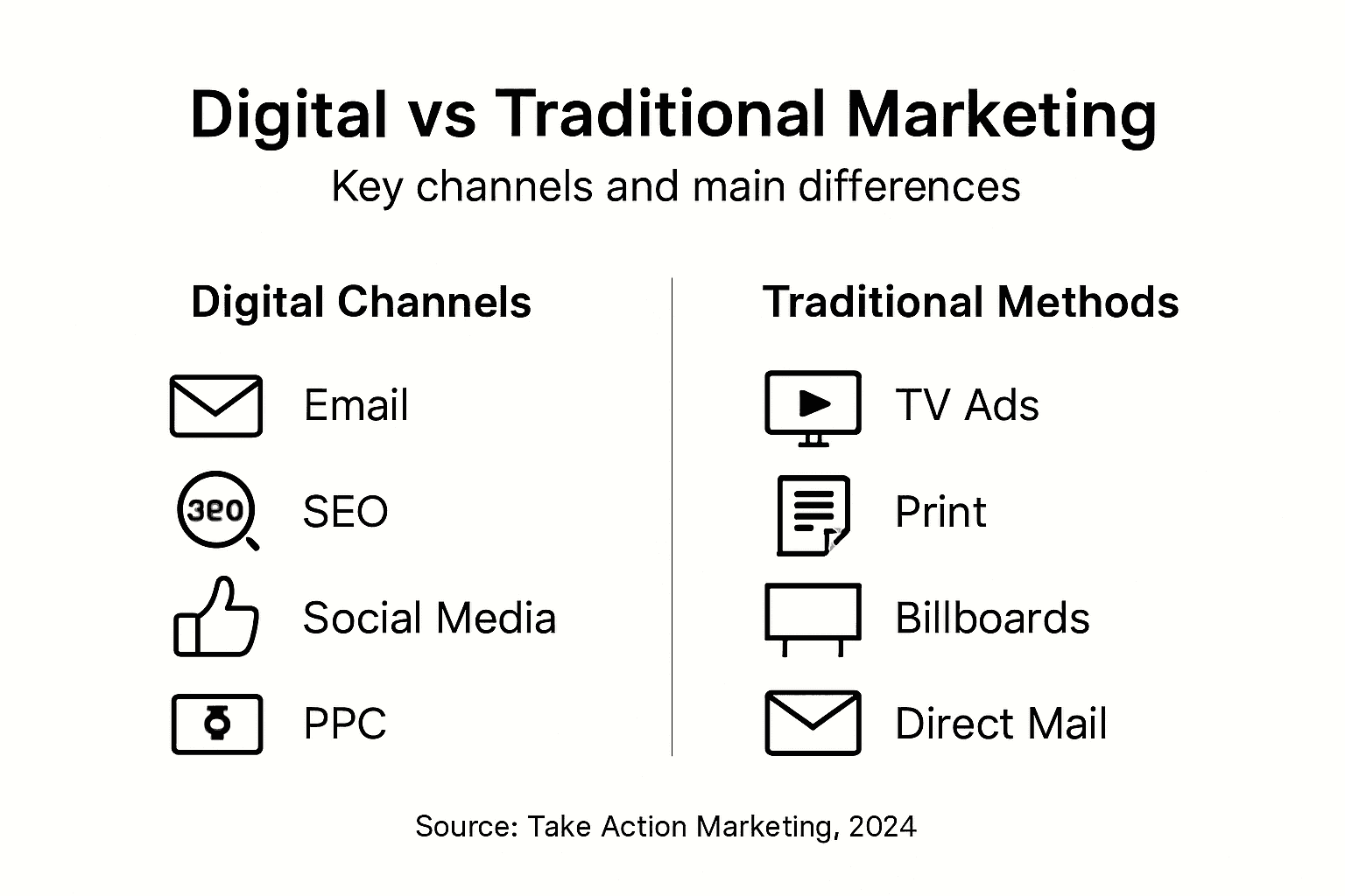 Infographic comparing digital and traditional marketing