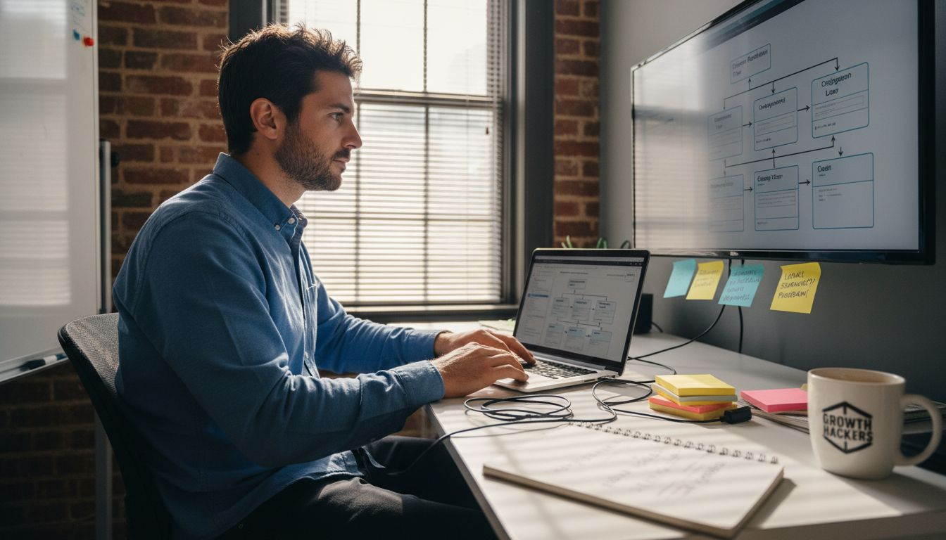 Marketer setting up automation workflow