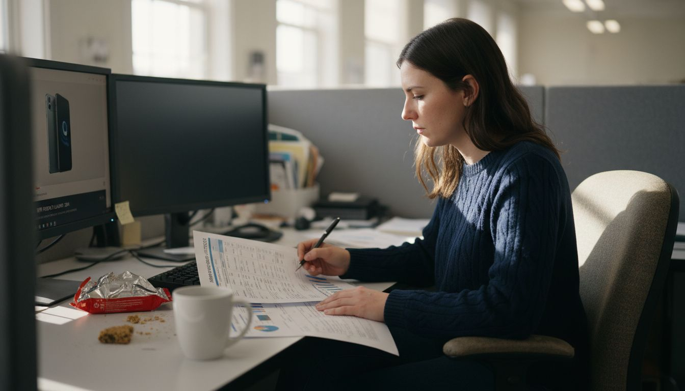 Analyst studying video email campaign metrics