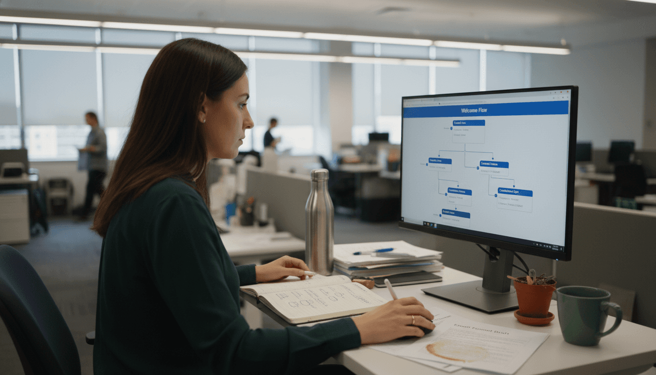 Marketer building automated email workflow