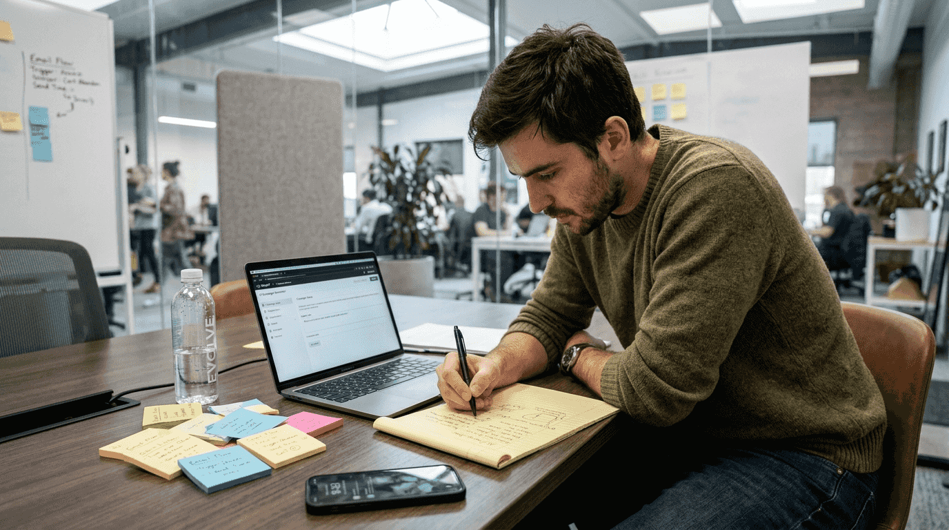 Man brainstorming Klaviyo AI content ideas