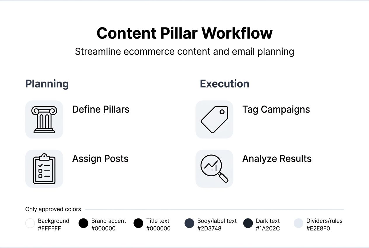Infographic outlining content pillar workflow