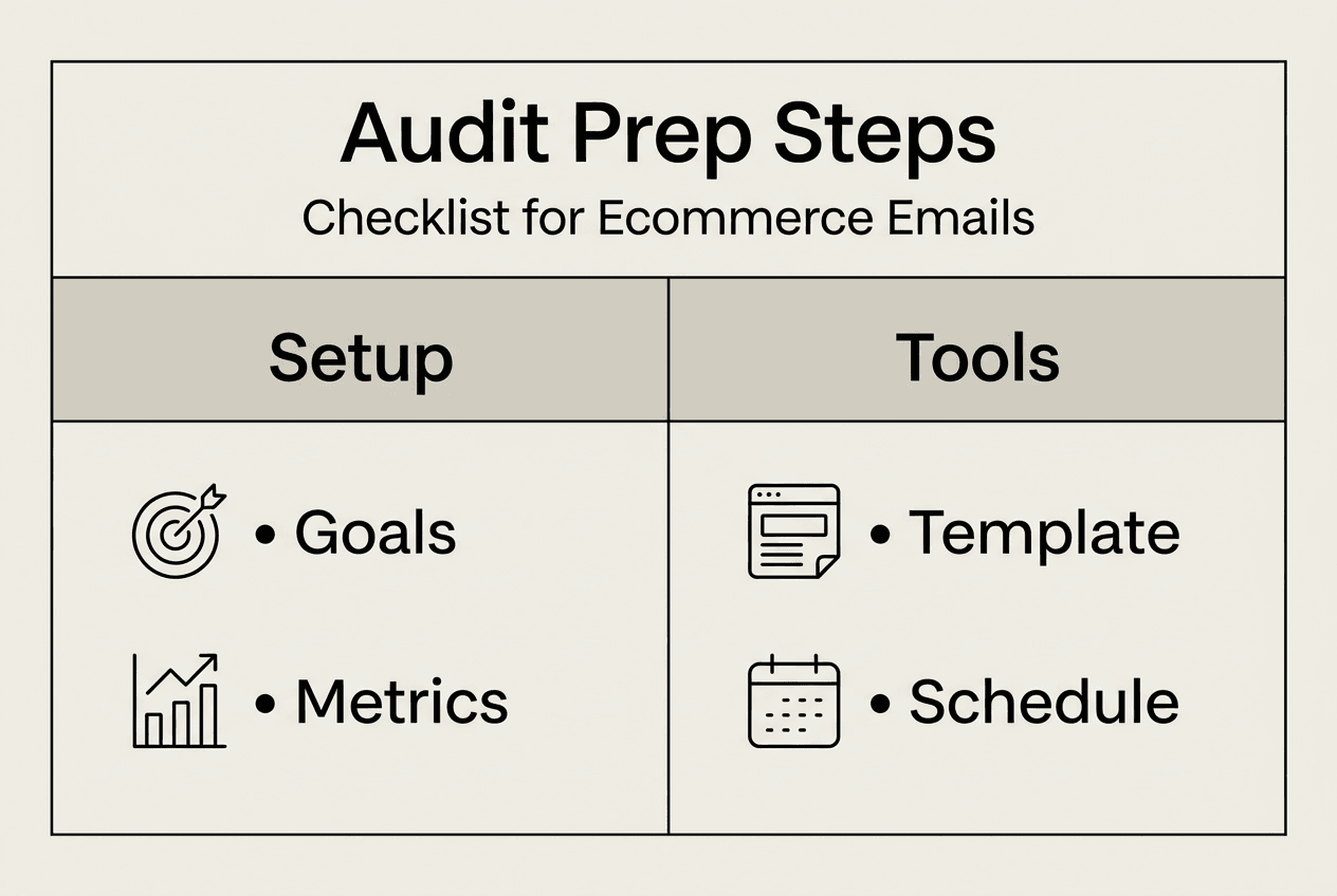 Infographic of ecommerce email audit prep steps