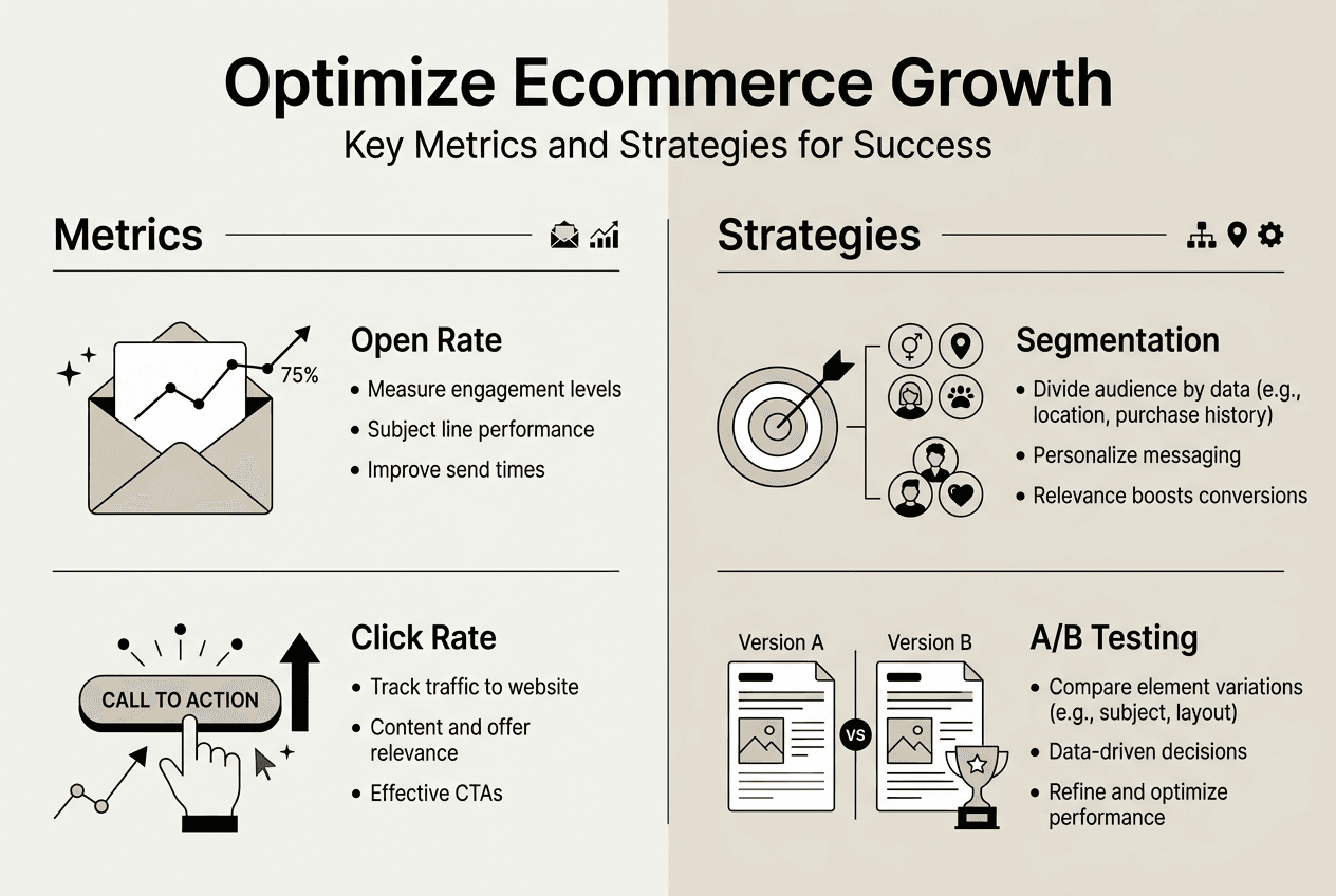 Infographic with metrics and strategies for ecommerce