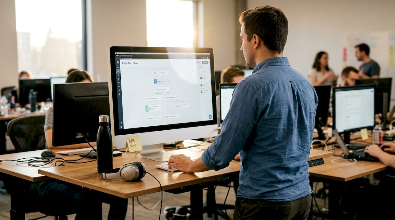 Marketer building email automation workflow