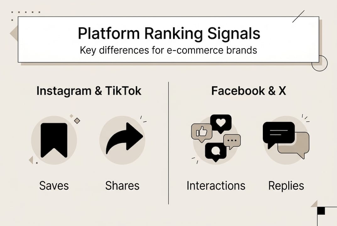 Infographic comparing platform algorithm signals