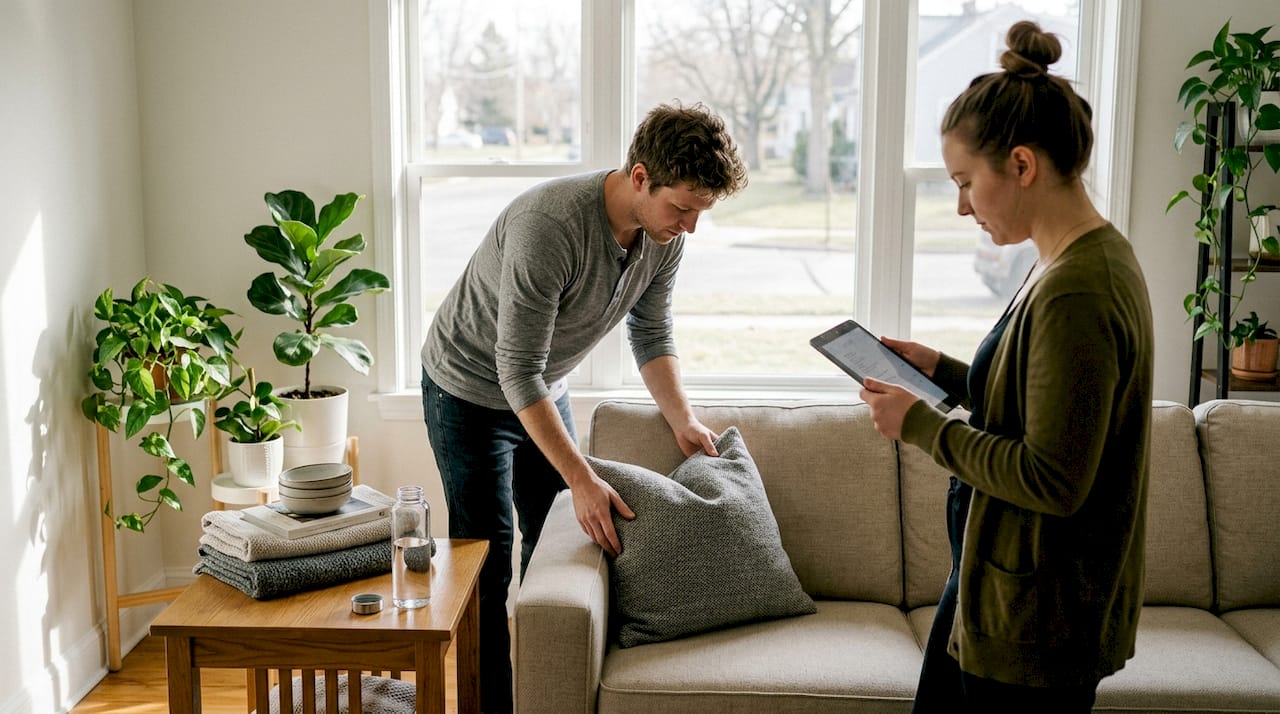 Team staging lifestyle product for photo shoot