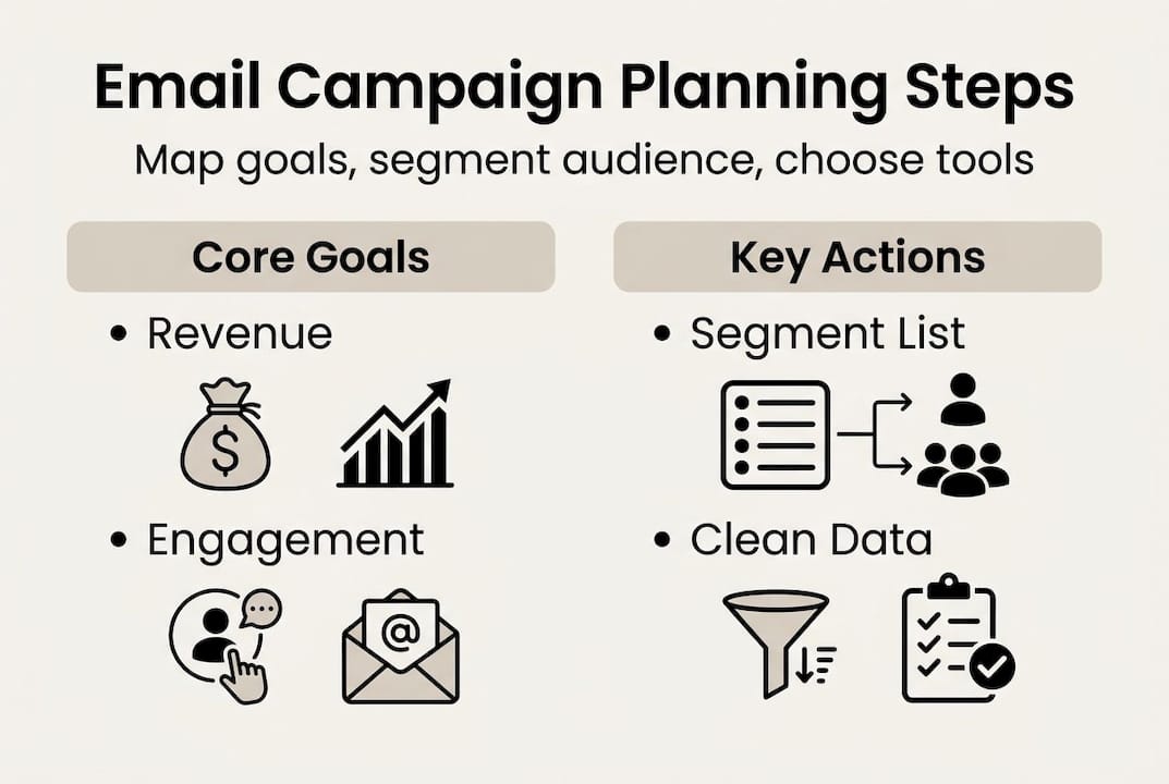 Infographic showing core goals and actions