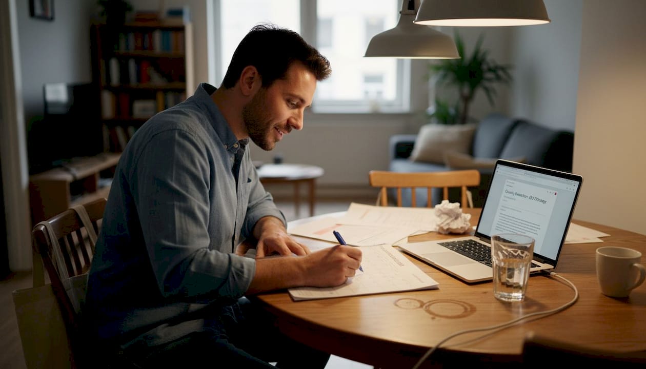 Man planning ecommerce email campaigns at home