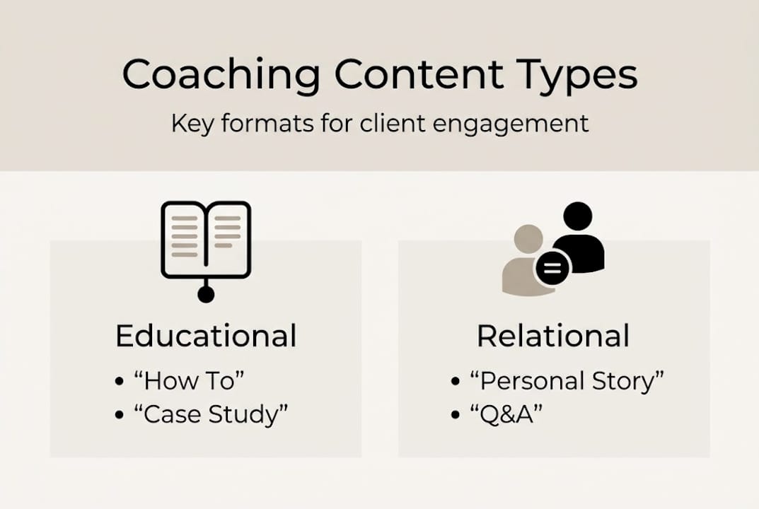 Infographic showing high-impact coaching content types