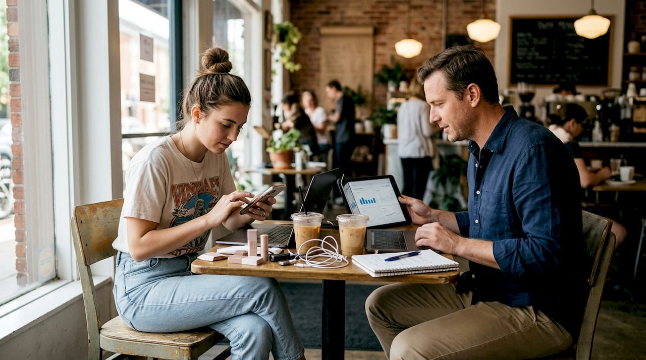 Influencer and manager meet for social strategy