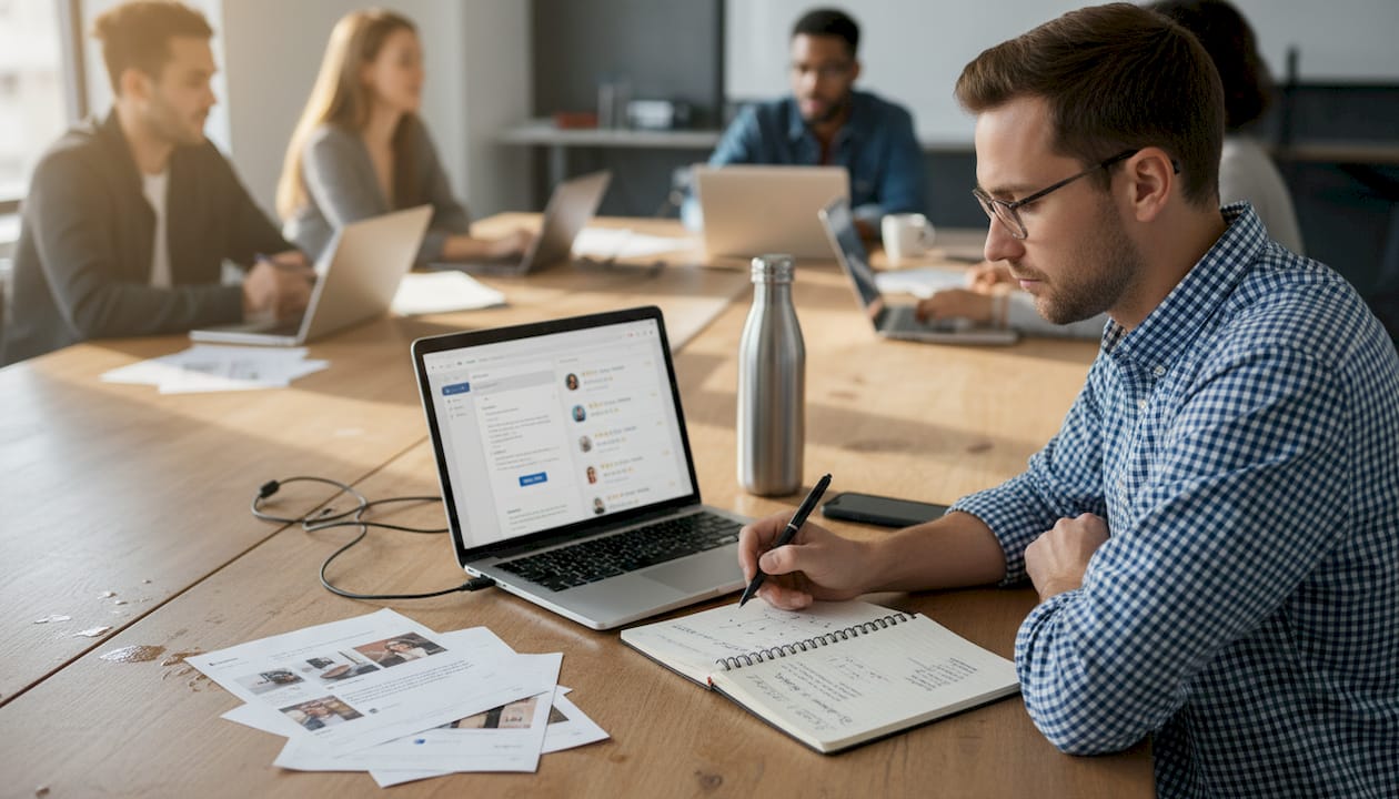 Manager reviewing UGC email campaign draft