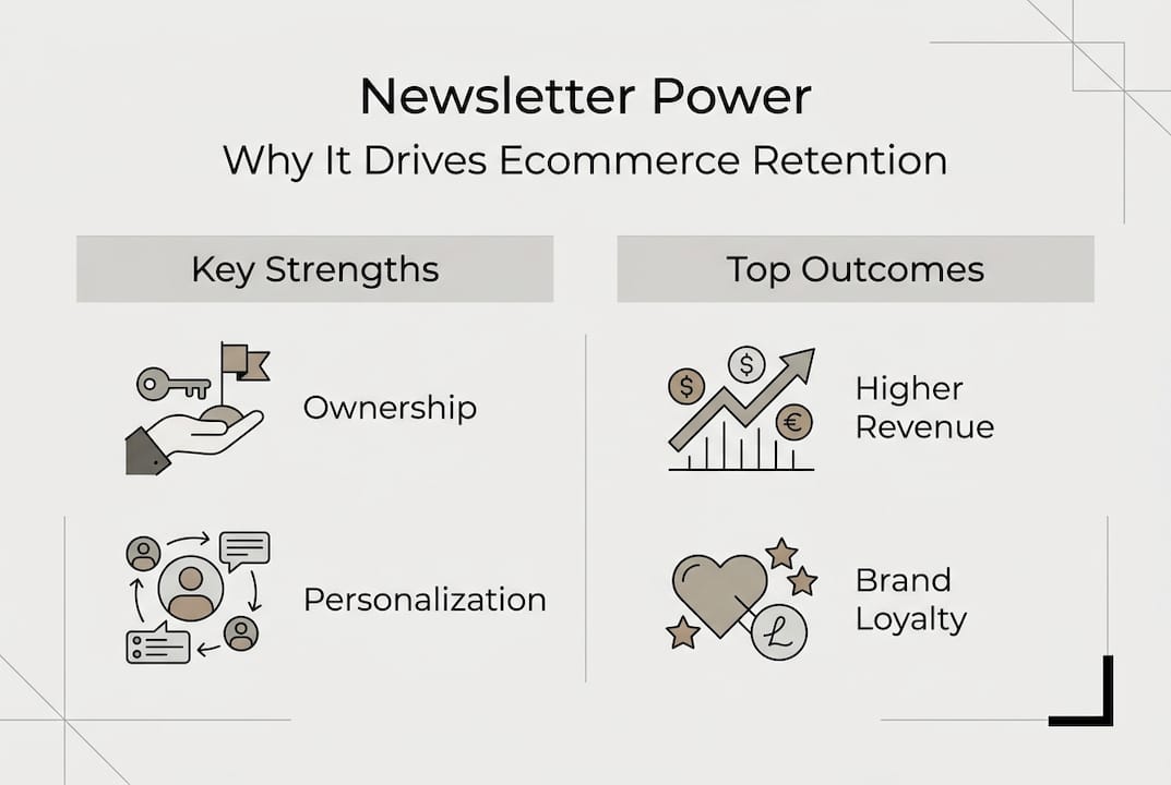 Infographic with newsletter strengths and outcomes