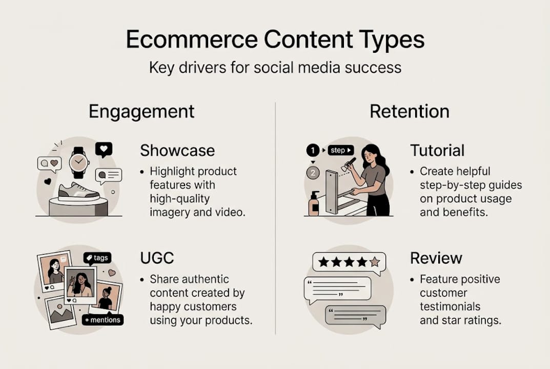 Infographic of ecommerce content types and drivers