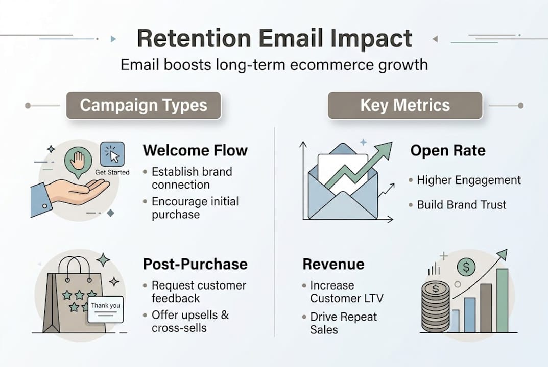 Infographic showing retention email campaign metrics