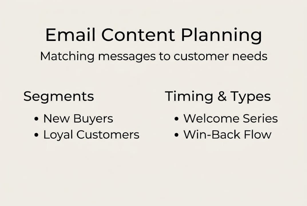 Infographic showing ecommerce email planning steps