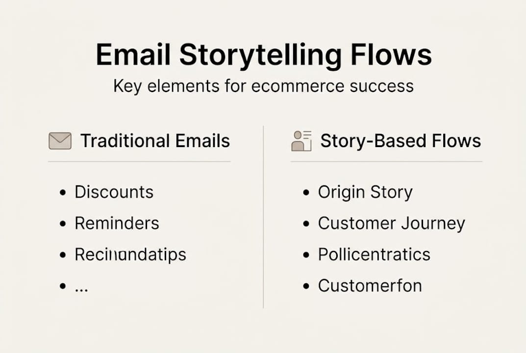 Infographic comparing traditional vs story-based email flows