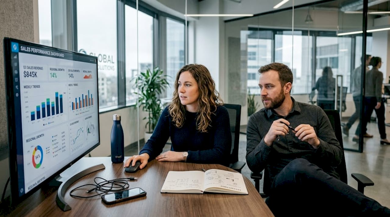 Team reviewing ecommerce sales analytics