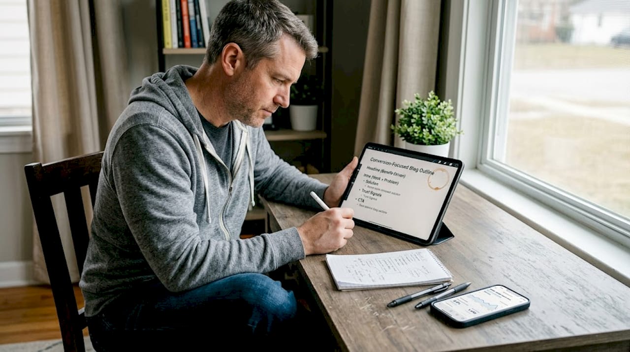 Strategist outlining blog conversion goals